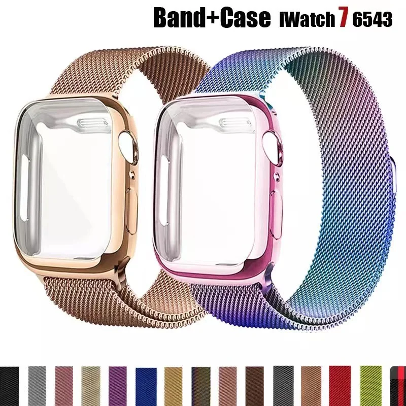Strap for Apple watch band 44mm 40mm 45mm 41mm 38mm 42mm loop bracelet iwatch series 8 se 6 7 Glass+Case+strap Apple watch band