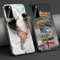 travel map phone case for samsung a51 s22 s20 s21 a50 a71 a70 a20 a12 s10 s9 s8 ultra puls note 20 10 9 plus ultra soft funda