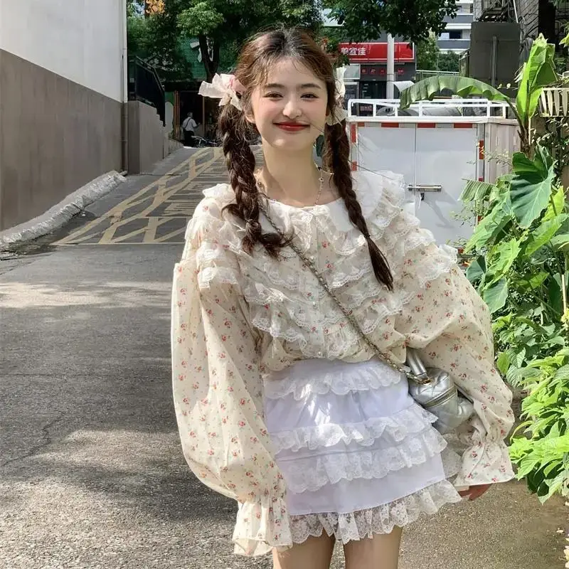 Милая Цветочная рубашка для девочек Джокер 2024 дизайнерская футболка с длинным