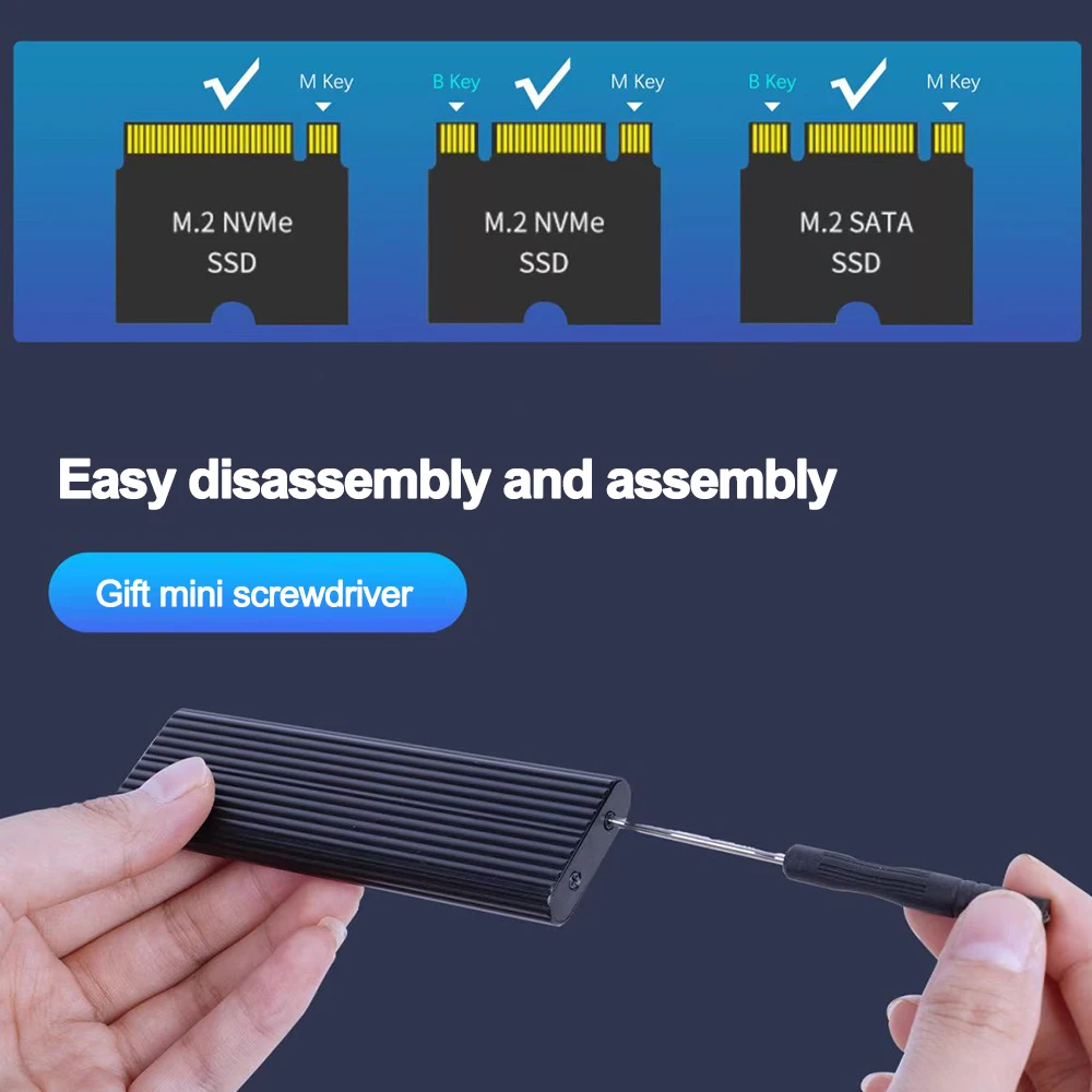 Фото Корпус M2 SSD NVME SATA Dual Protocol M.2 to USB Type C SSD Enclosure Адаптер NVME SATA SSD Disk Box Поддержка клавиш M и клавиш B&M №4