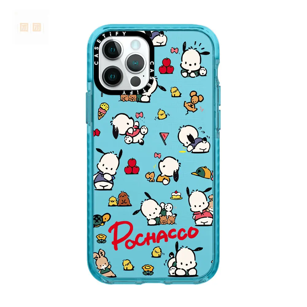 Sanrio Pochacco All Inclusive Phone Case For iPhone 15 14 13 12 11 Pro Max X XR XS 7 8 Plus Shockproof Transparent Soft Cover