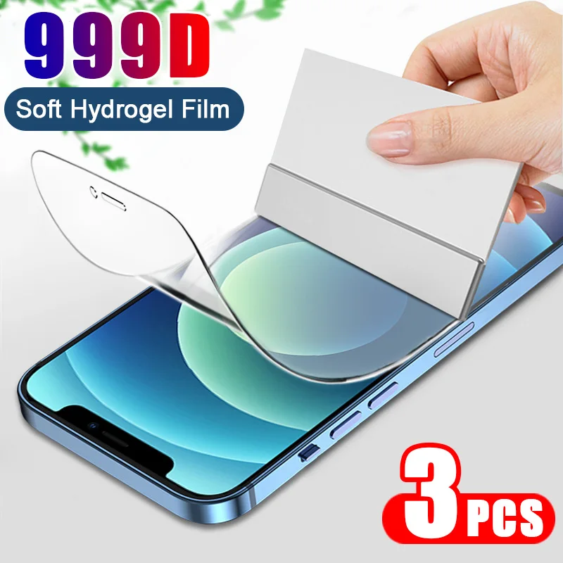 3PCS Full Cover Hydrogel Film On the Screen Protector For iPhone 7 8 6 6s Plus Screen Protector On iPhone X XR XS MAX 11 12 Pro