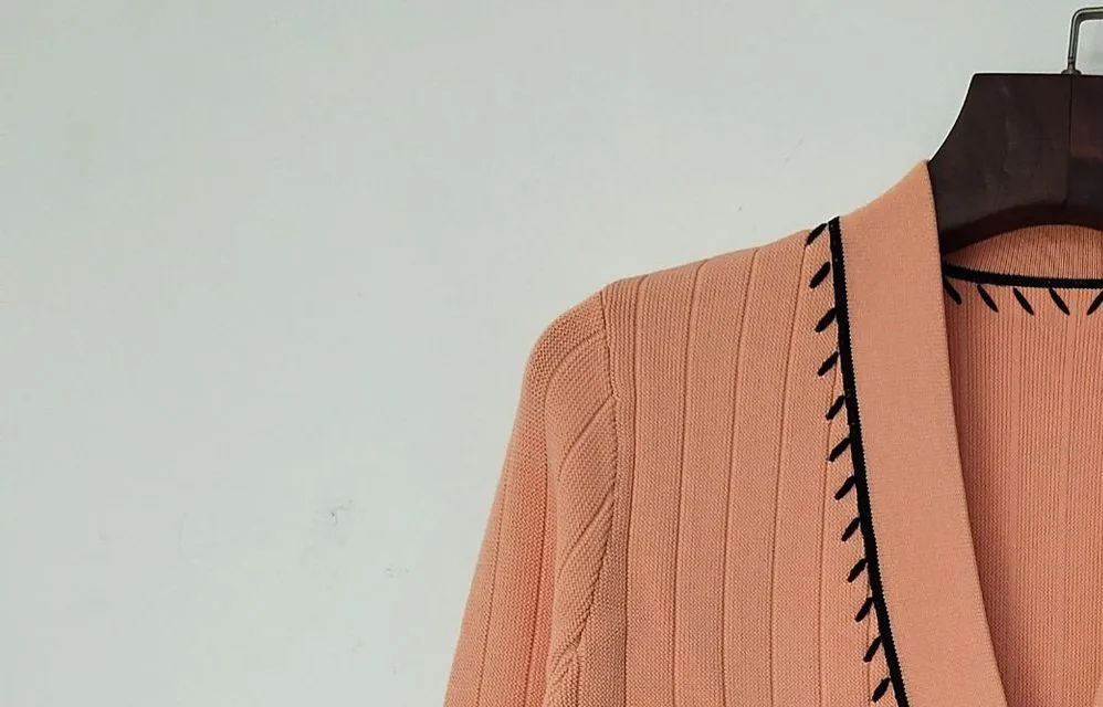 

Women Sweater Single Breasted Sweet V-Neck Orange Jumper Long Sleeve Female Knit Cardigan with Pockets