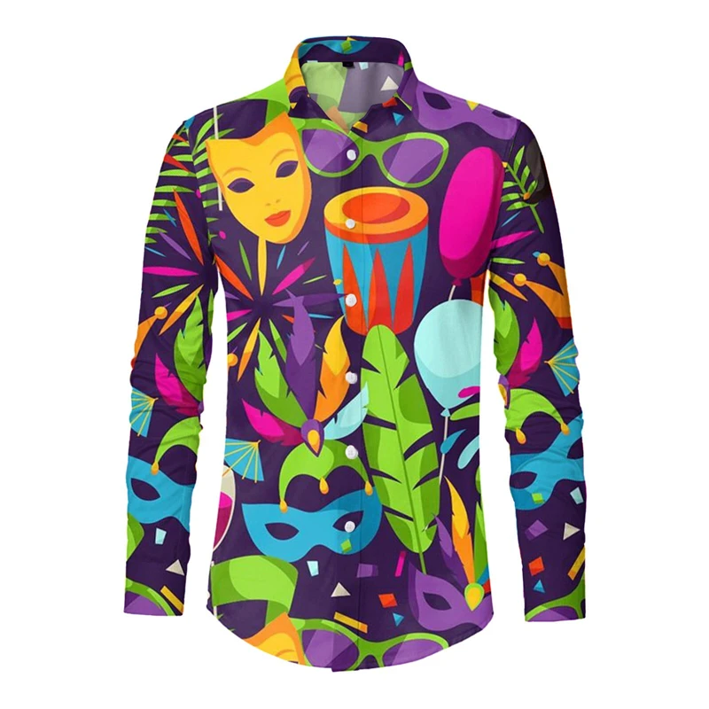 Мужская Повседневная рубашка с длинным рукавом белая футболка 3D-принтом в