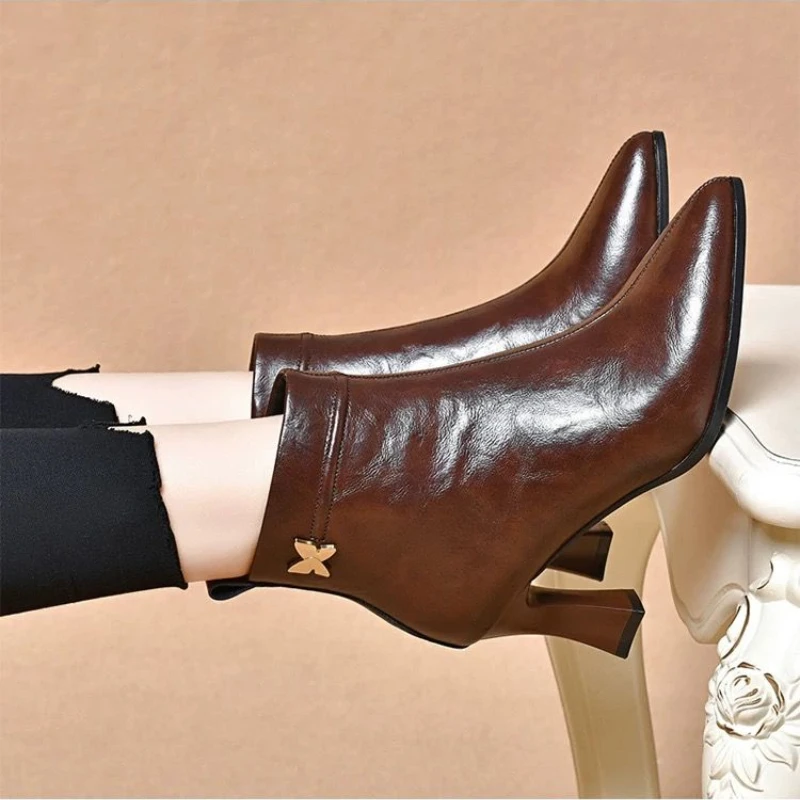 Женская обувь 2024 высококачественные женские сапоги на молнии осенние однотонные