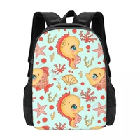 marine ocean animals fish seahorse cartoon school bags fashion backpack teenagers bookbag mochila casual backpack