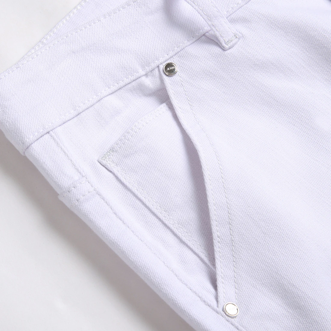 Mens Pants New Fashion Trend Streetwear Casual Style Male Jeans White Slim Pencil Pants 2023 Brand Zippers Cargo Men Trousers