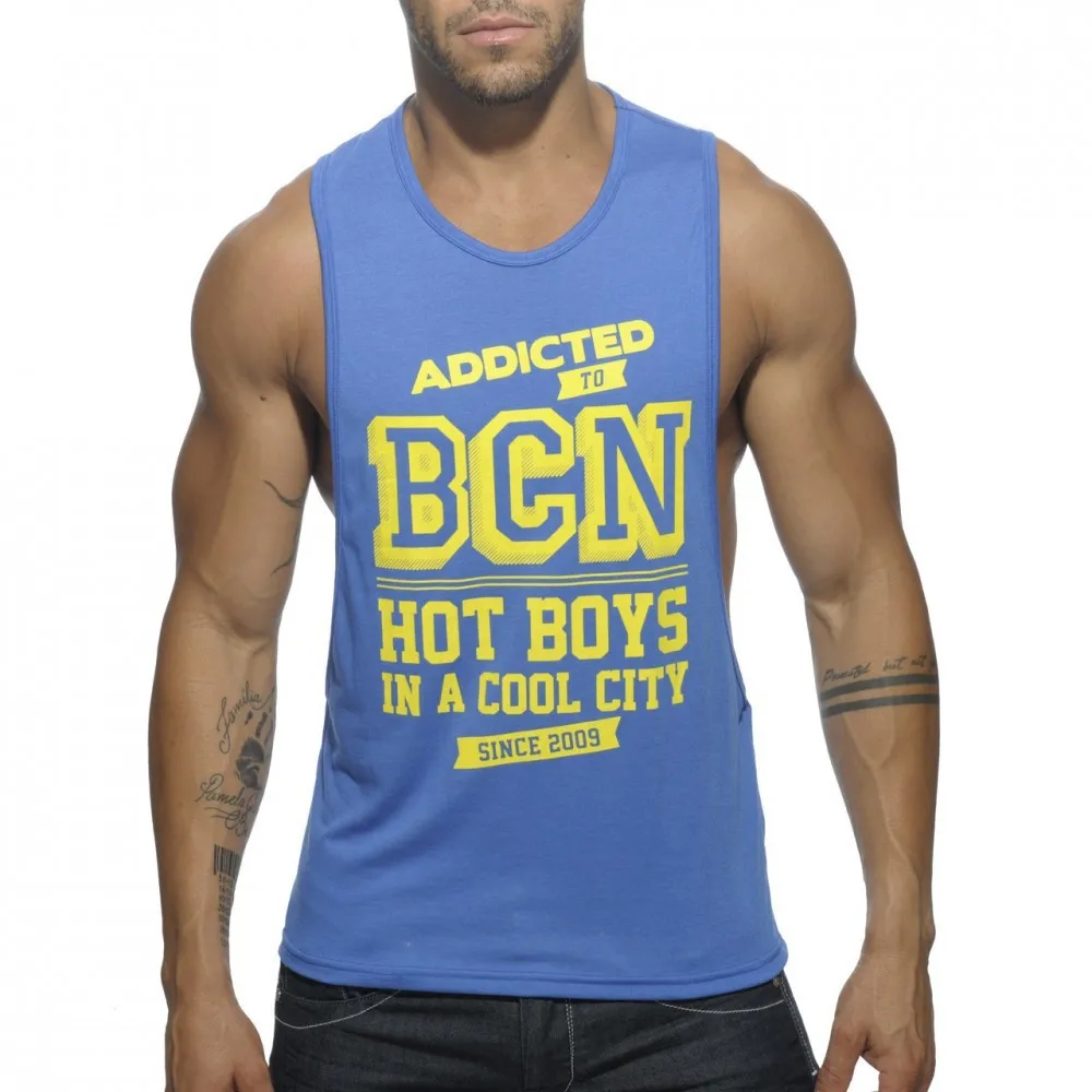 

Addicted men's fitness vest soft thin elastic breathable pure cotton comfortable fitness vest AD4-M228