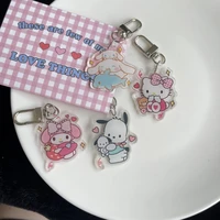 key chain sanrio hello kt kuromi melody 3cm cinnamoroll kawaii cartoon bag pendant melody purin gifts for friends childrens