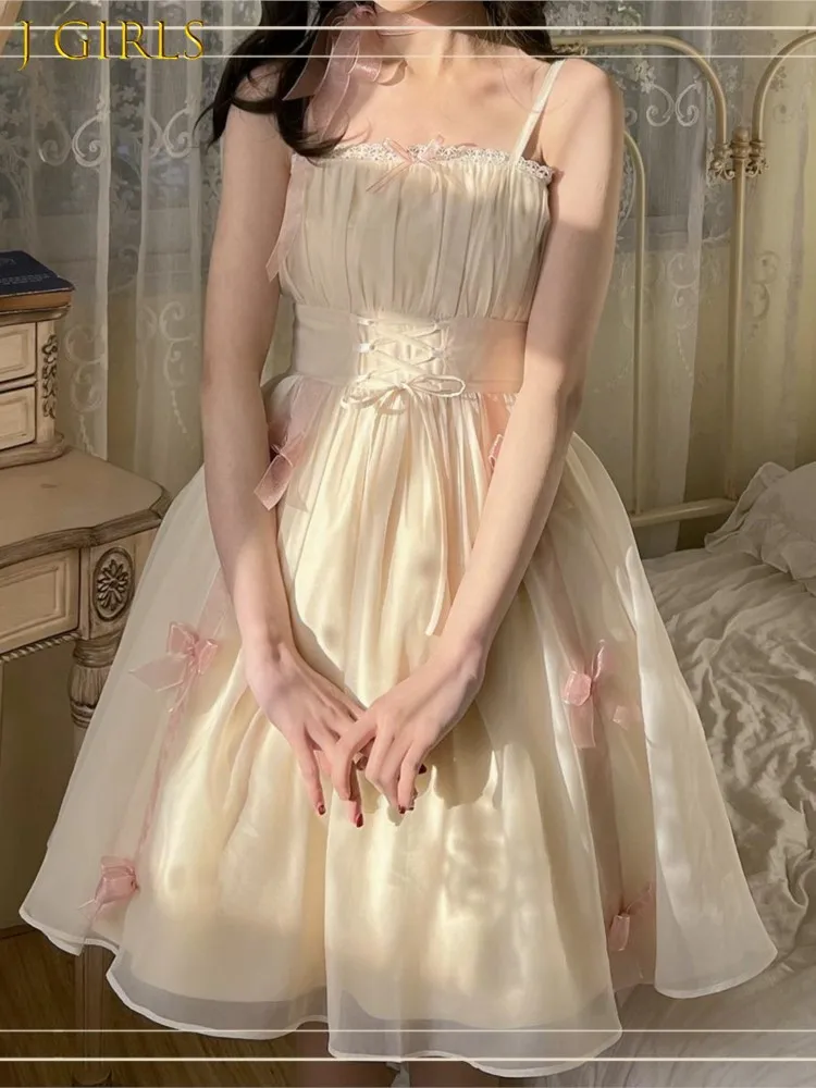 

Женское элегантное платье-трапеция J GIRLS JuneLove 2022, милые мини-платья, летние кружевные модные уличные платья без рукавов