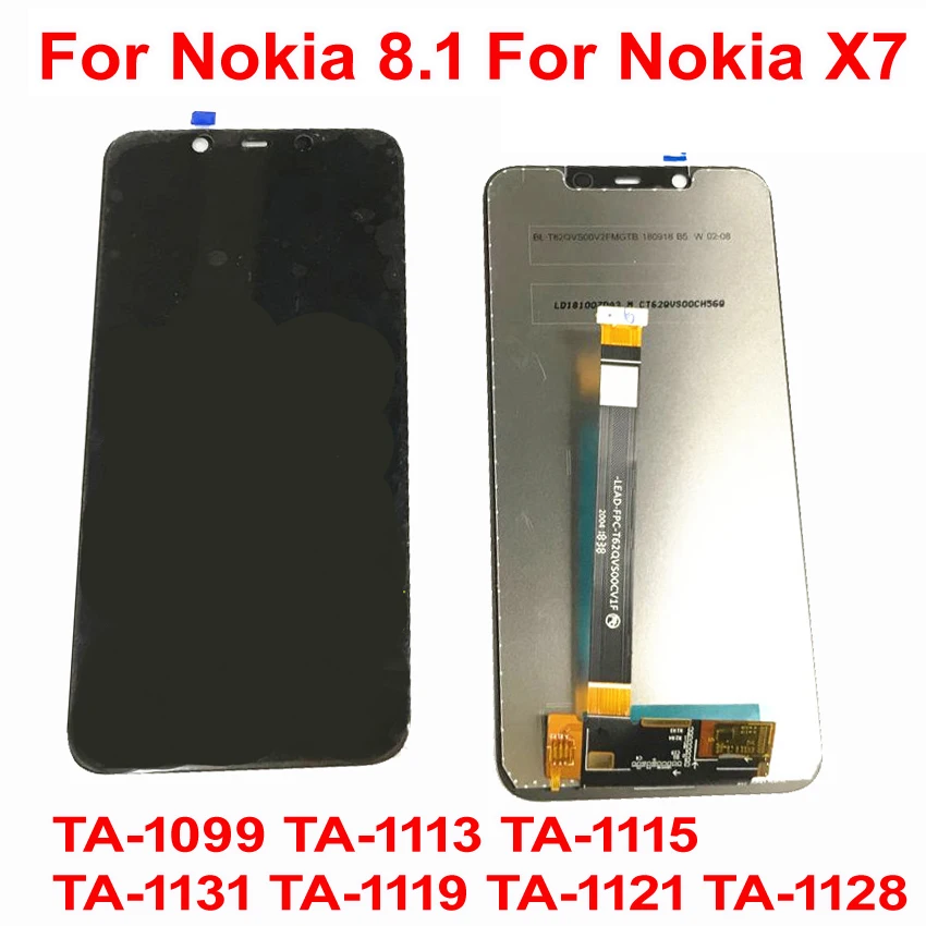 Best Working For Nokia X7 LCD Display Touch Panel Screen For Nokia 8.1 TA-1128 LCD Digitizer Assembly Glass Sensor Pantalla