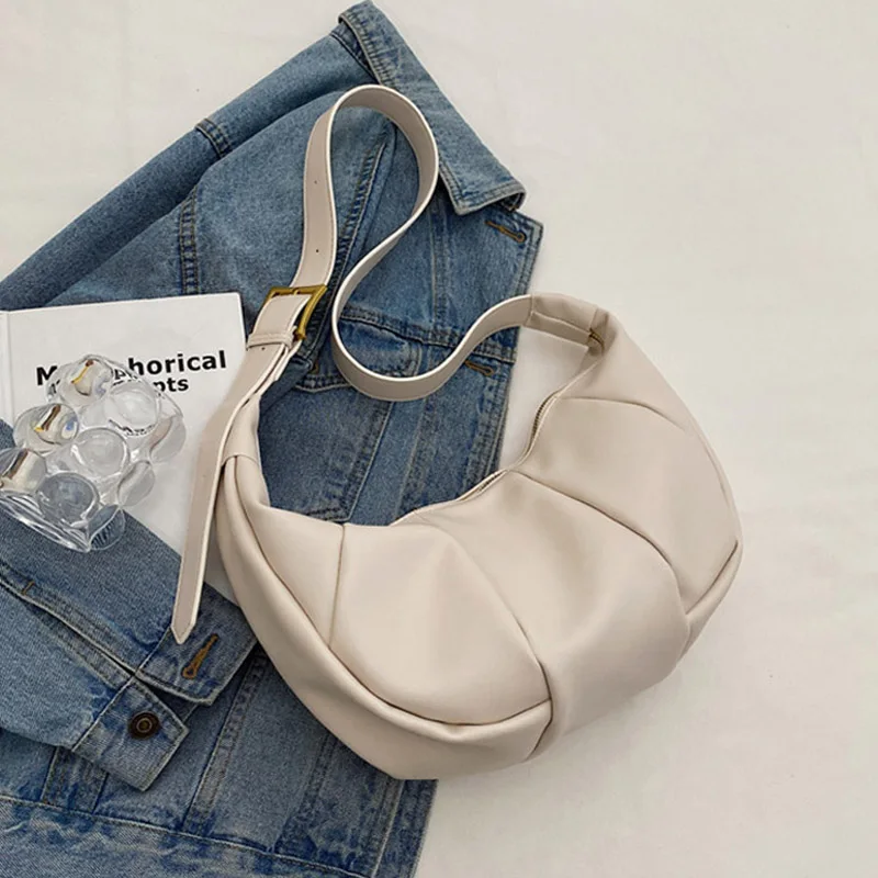 

Сумки через плечо для женщин, роскошные вместительные однотонные мягкие сумки на ремне, повседневные дорожные сумки-Хобо в винтажном стиле