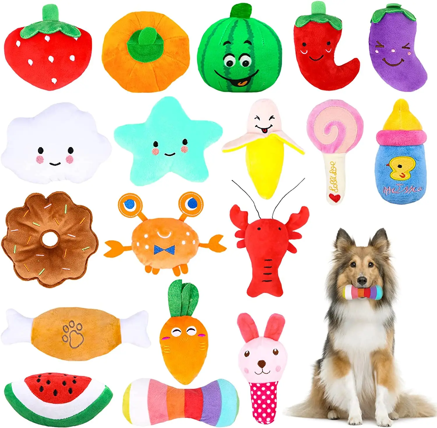 

Jouet pour Chien, Lot de 18 Jouet à mâcher pour Chien, Jouets Couinants pour Chien, Pack Jouet Chien, Jouet Peluche Confortab