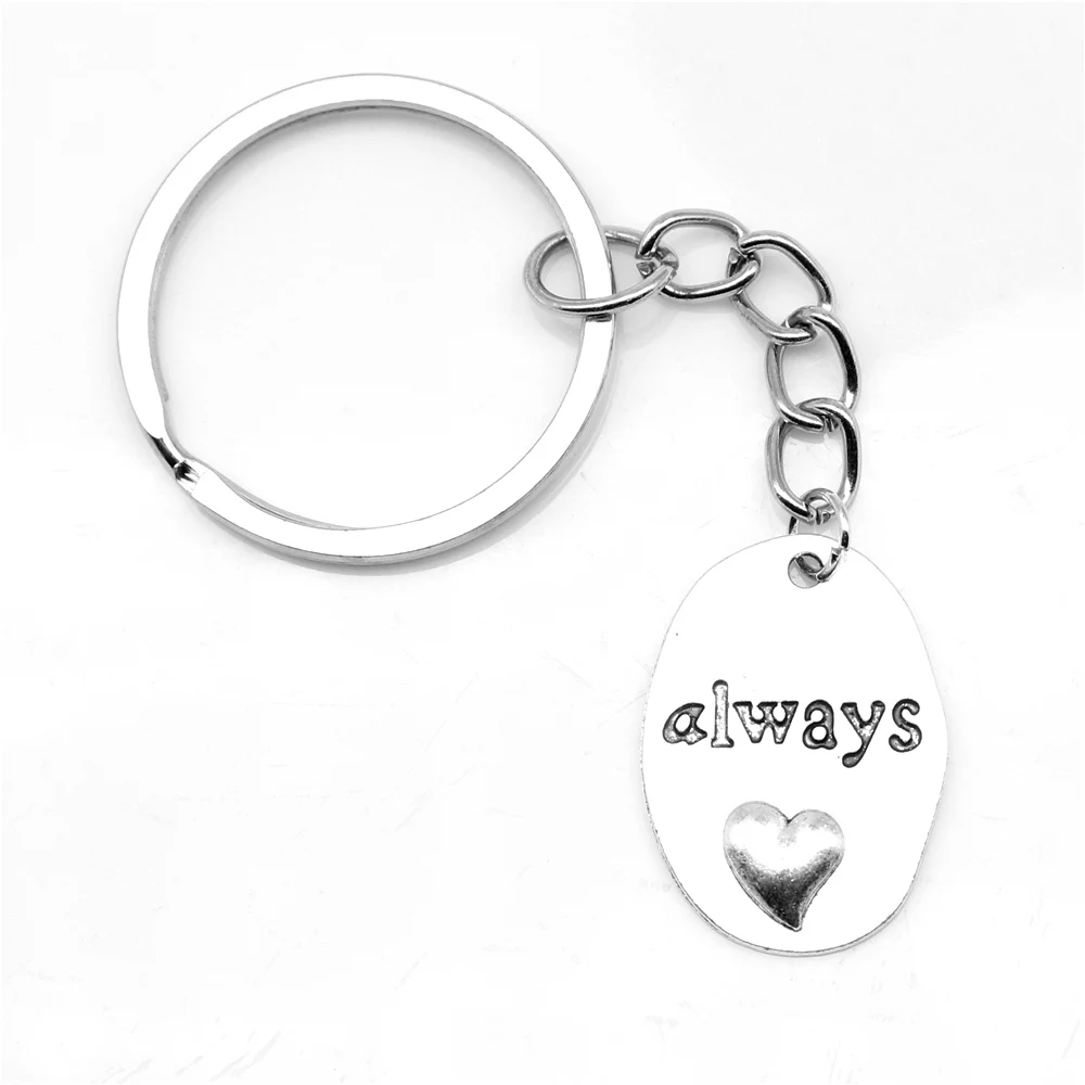 

1pcs Antique Silver Color 18x24mm Oval Word Plate Always Keychain Handmade Jewerly Diy