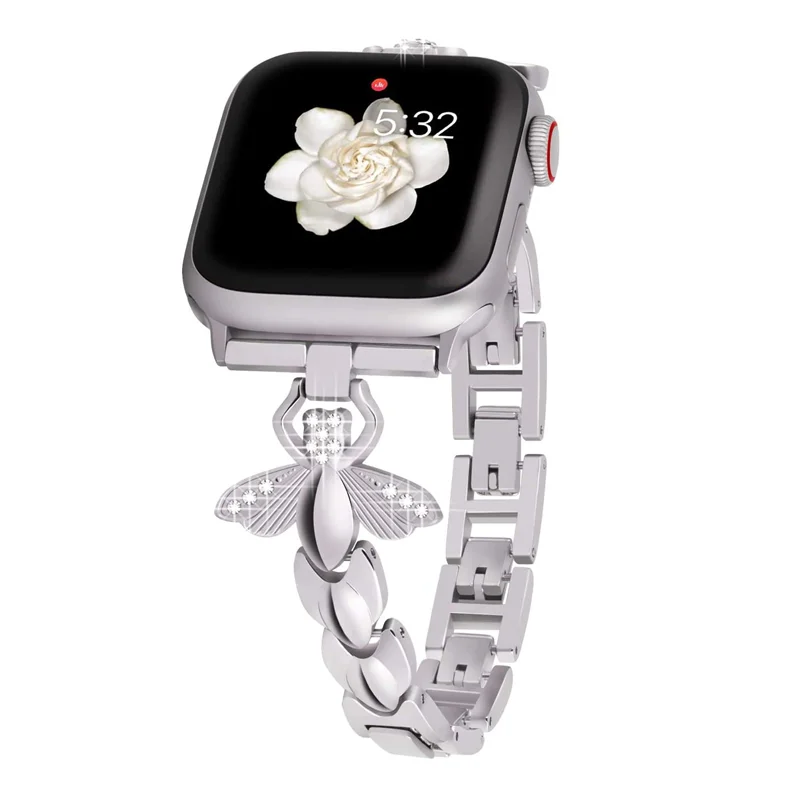 

Ремешок металлический для Apple Watch 7 6 5 4 SE 3, браслет из нержавеющей стали для iwatch 6 SE, бриллиантовый браслет для iwatch 6 SE, 42 мм 44 мм 42 мм 38 мм