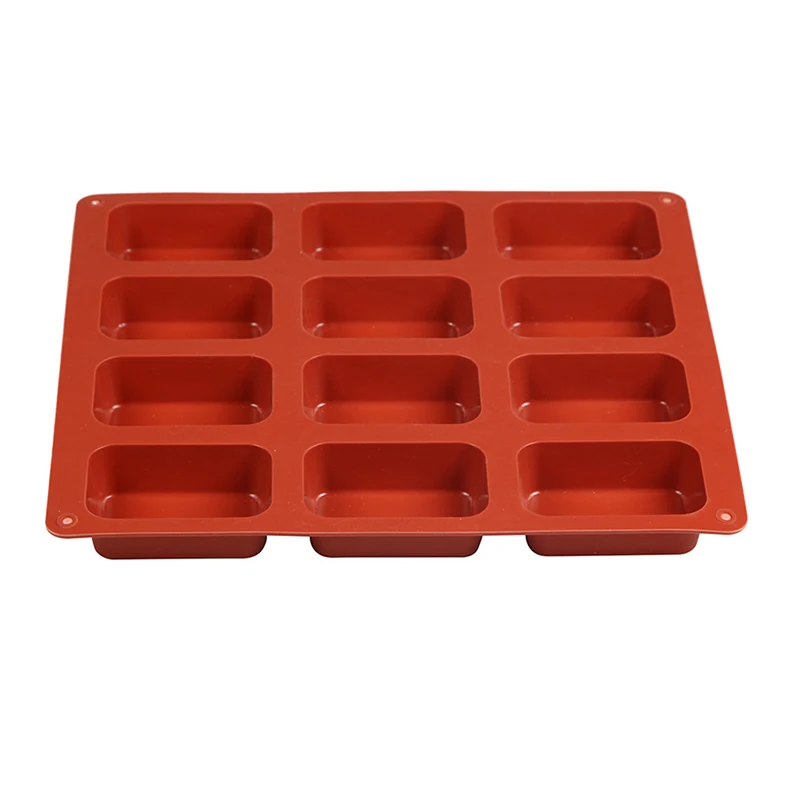 12 Cavities Non-stick Mini Brownie Pan Bread Silicone Loaf Baking |