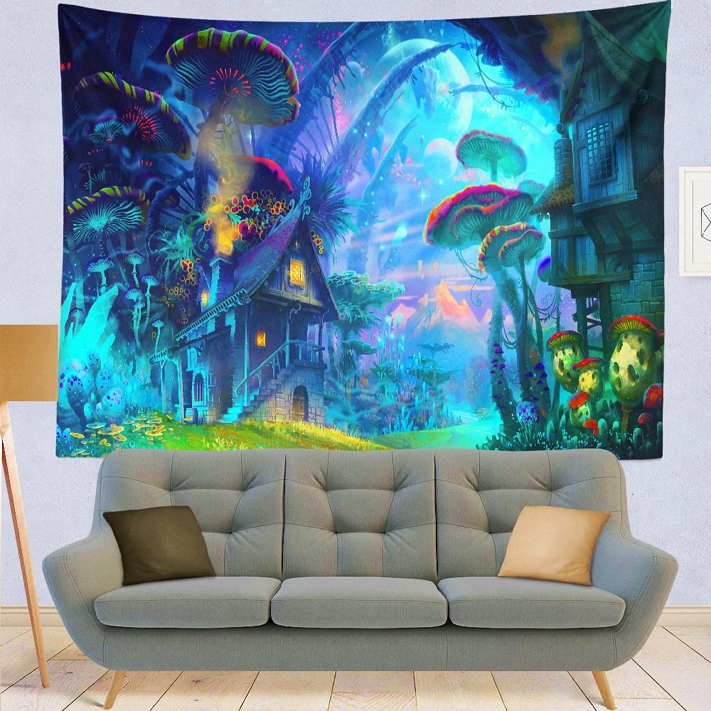 

Colorful Mushroom Fantasy Wonderland Banners Wall Decor Mandala Tapestry Bohemian Gypsy Psychedelic Tapiz Witchcraft Tapestries