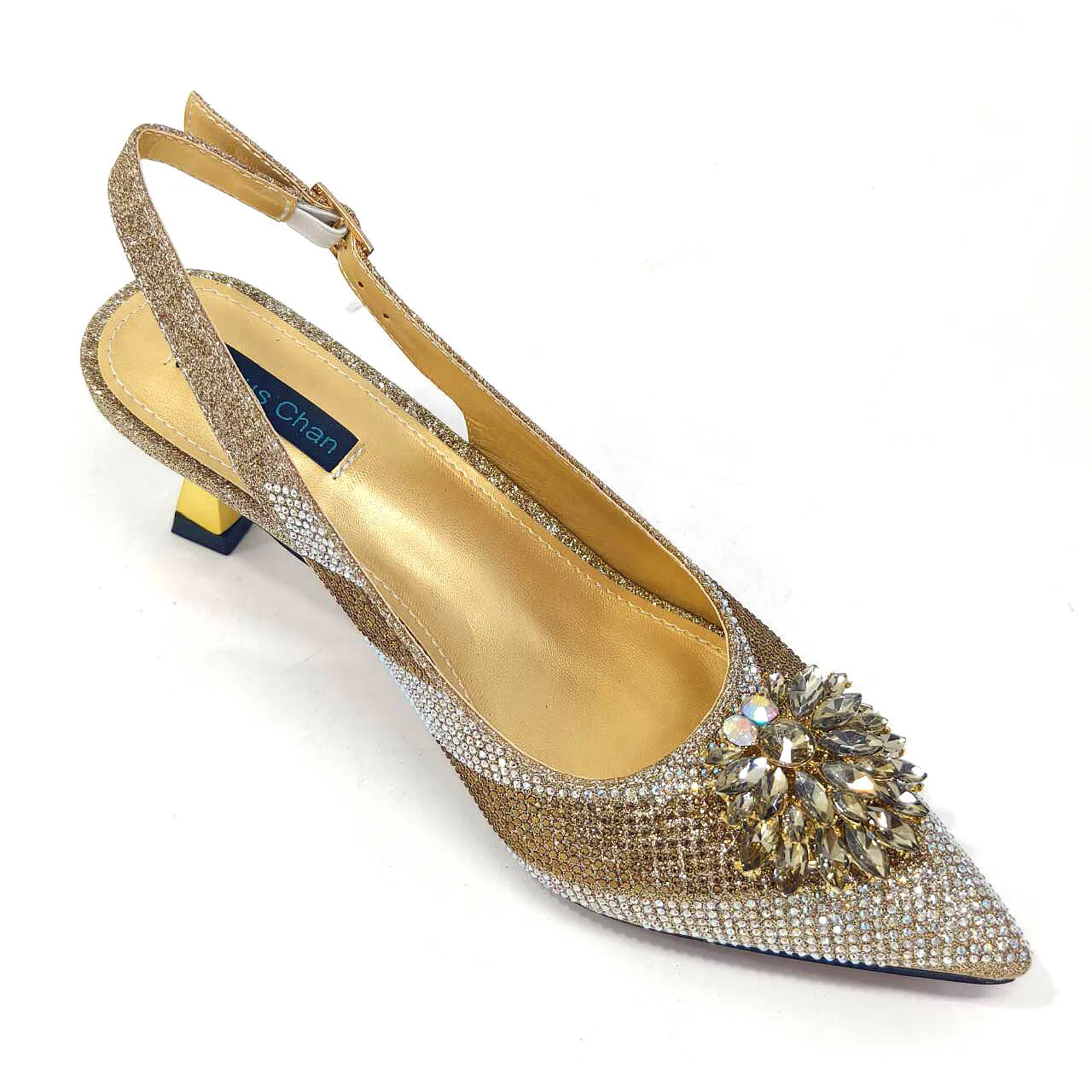 Золотистый цвет зрелые стильные каблуки обувь для друзей нигерийская мода