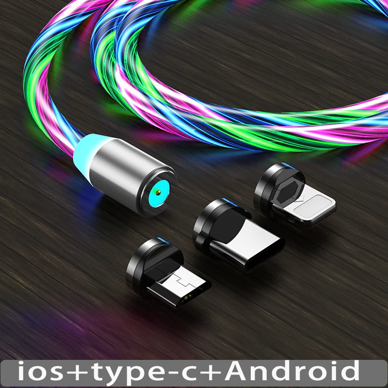 

Luminous Magnetic Cable Fast Charge Type-c Micro Usb Cable Charging Mobile Phone For Xiaomi Huawei iPhone 14 12 13 11 Cable