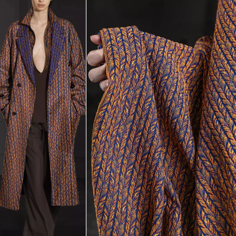 Полиэстер плетеная ткань коса из пшеничных ушей оранжево-синяя