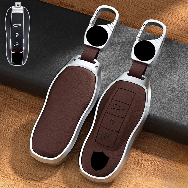 Кожаный Автомобильный Брелок для ключей из алюминиевого сплава брелок Porsche Boxster