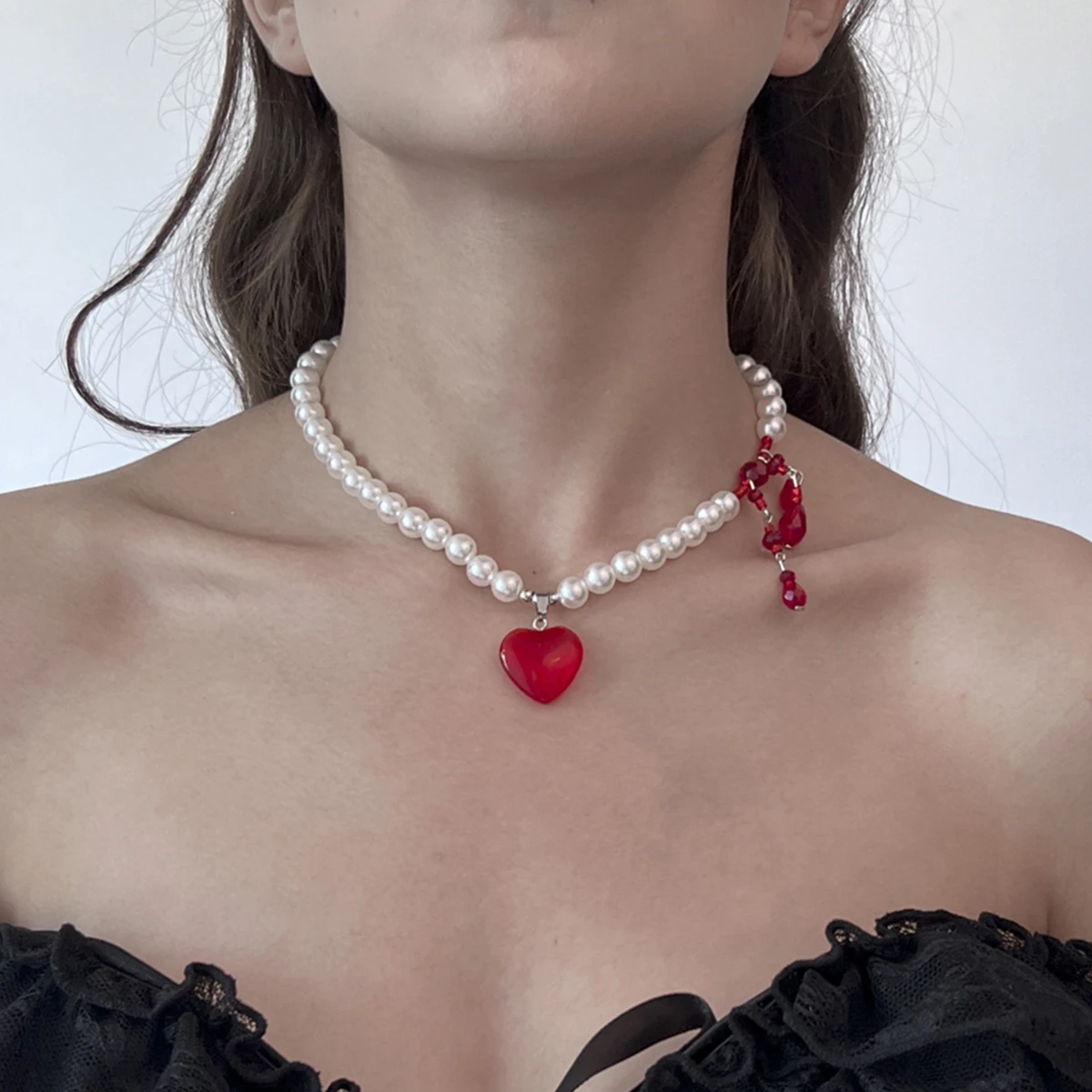 Женское Ожерелье С Подвеской В Форме Сердца И Кровяным Кристаллом Колье Из