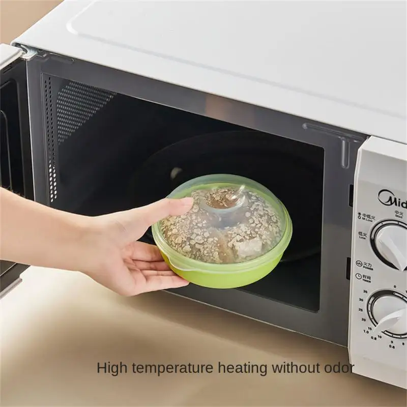 

Portable Transparent Food Storage Containers Microwave Heating Breakfast Box Round Fruit And Bread Fresh-Keeping Storage Boxes