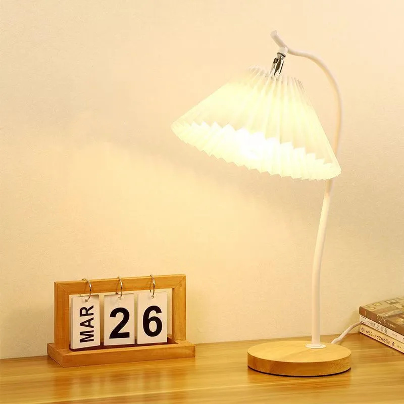 

HJY плиссированная настольная лампа для чтения в скандинавском стиле креативная деревянная Ткань для кабинета офиса общежития гостиной спа...