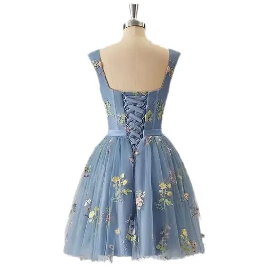Lamour 2024 Floral And Simple Evening Dress For Female Spaghetti Strap 15 Anos Birthday Party Prom Above Knee Vestidos