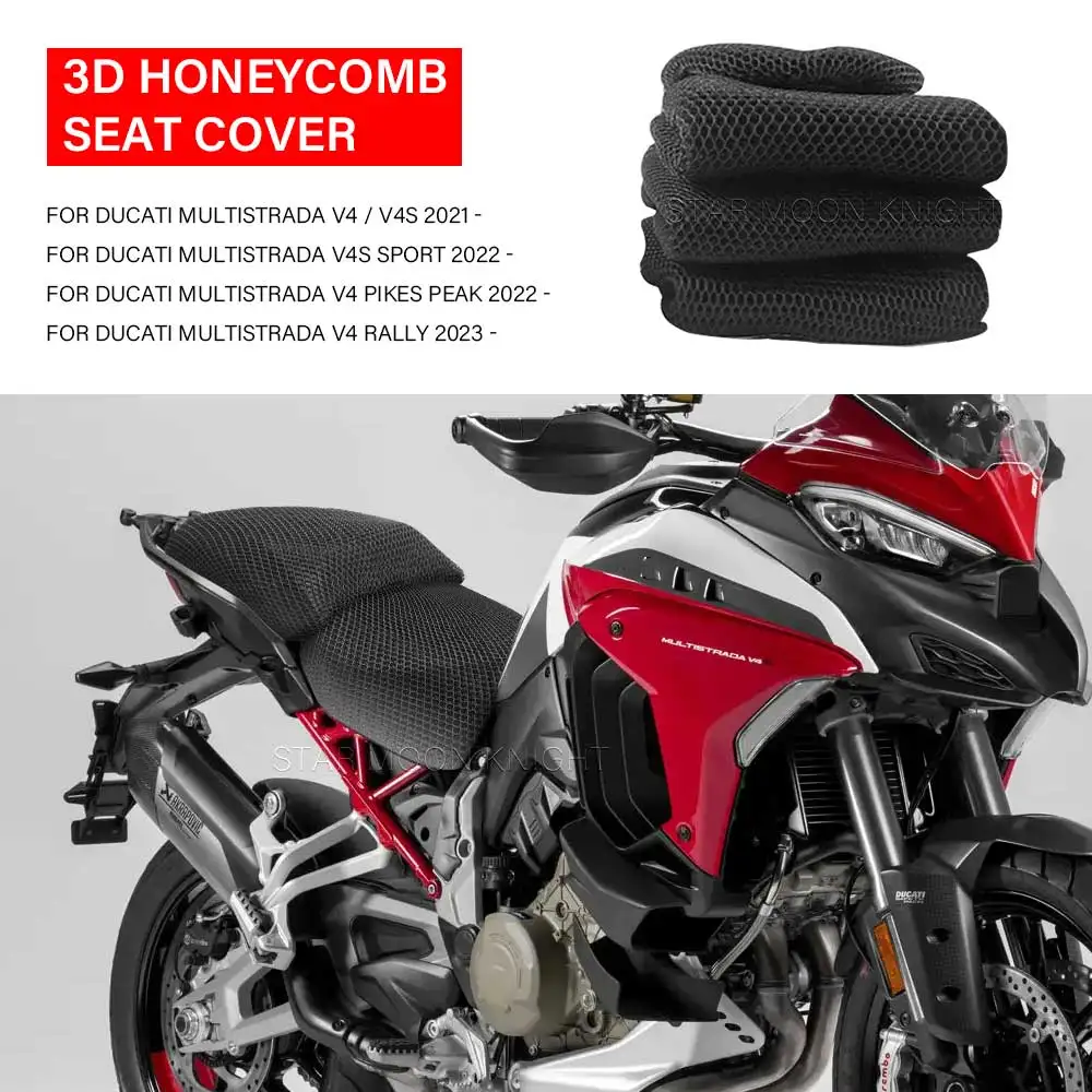 

Passenger Driver Nylon seat cushion For Ducati Multistrada V4 V4S V 4 2021- Motorcycle 3D Breathable Mesh Fabric Seat Cover