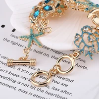 ocean starfish coral shape shell anchor chain alloy stainless steel bracelet for banquet wear gift for women 2021 fashion