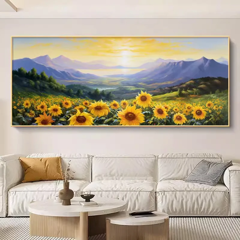 Постер с изображением природы подсолнуха декоративная роспись в гостиной