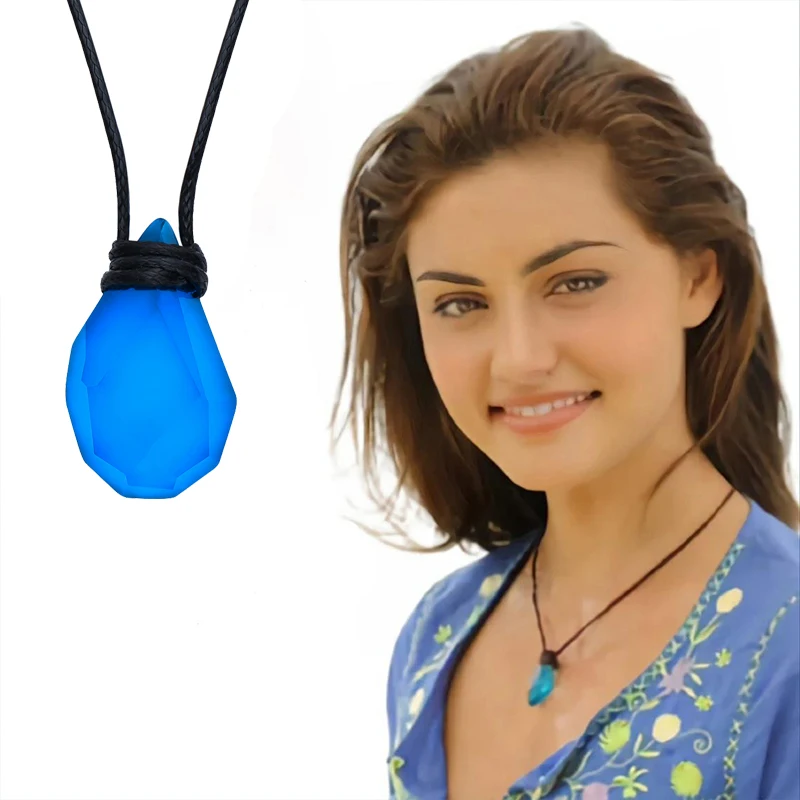 Classic Tv Series H2o Necklace Fashion Resin Moonstone Pendant Just Add Water Blue Stone Mako Mermaid Jewelry Film Gift