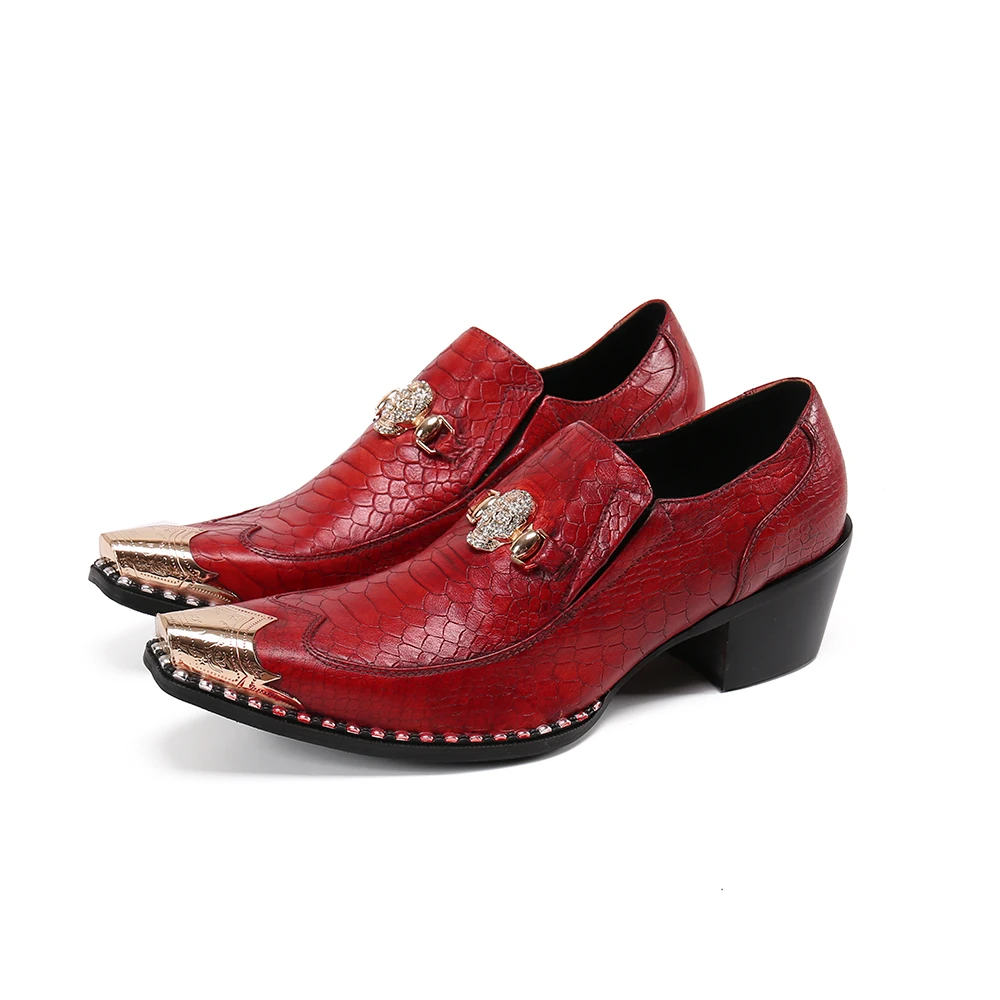 

Мужские свадебные туфли без застежки, красные классические туфли из натуральной кожи с стальным носком, размер 47, для зимы