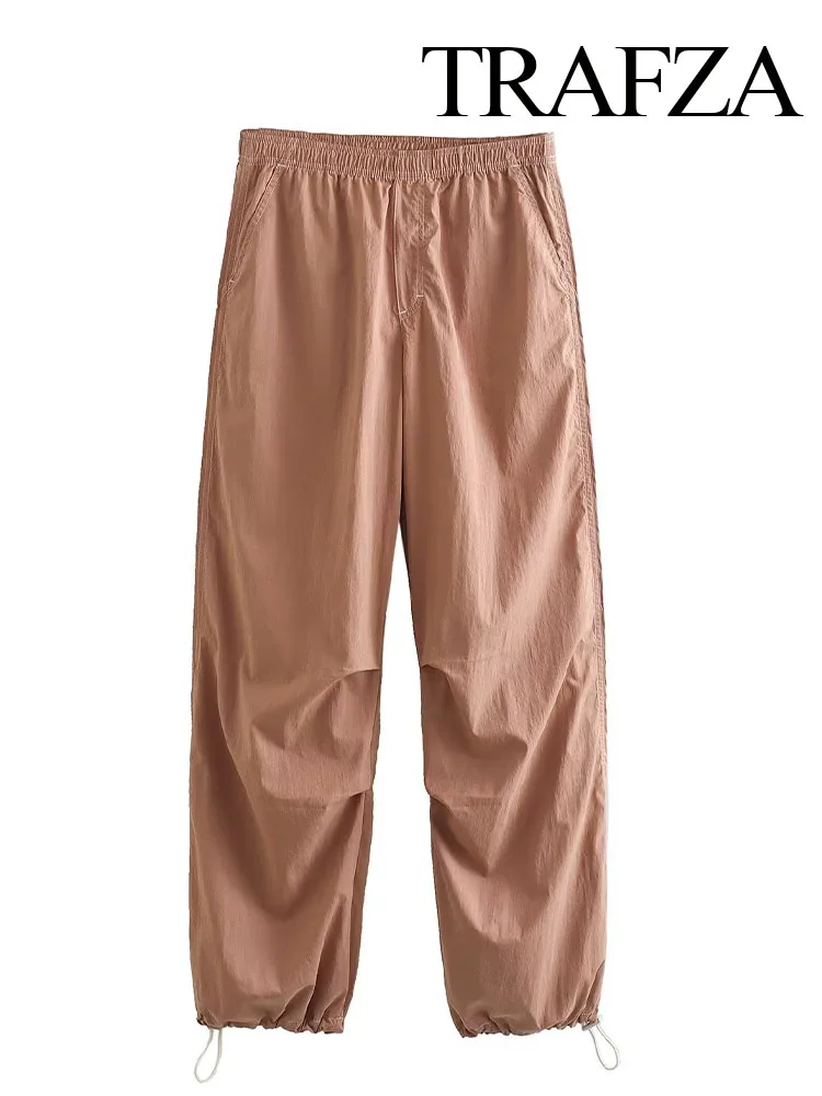 

Брюки-карго Женские повседневные однотонные со складками и поясом на резинке