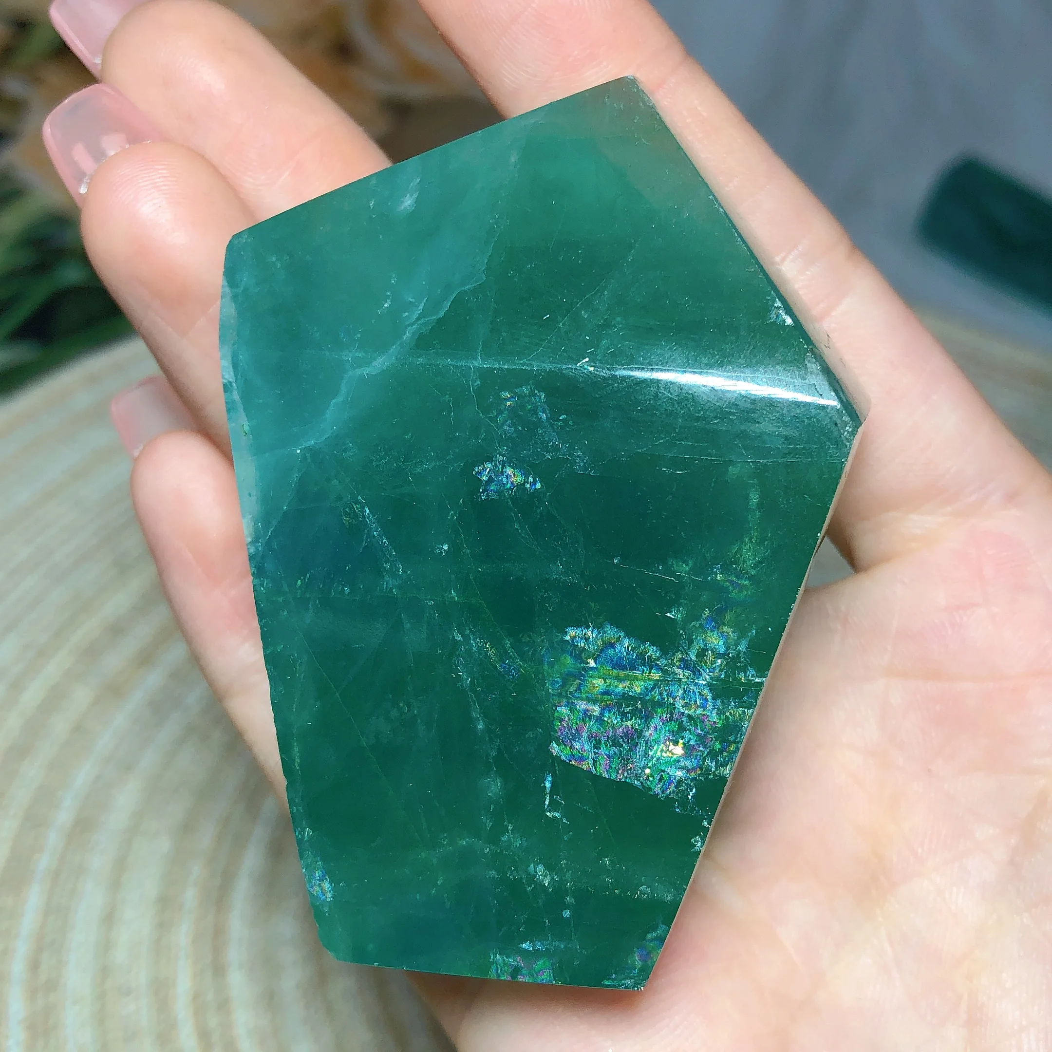 Натуральные кристаллы Ocean Blue Fluorite Freeform радужные вспышки лечебные камни высокого