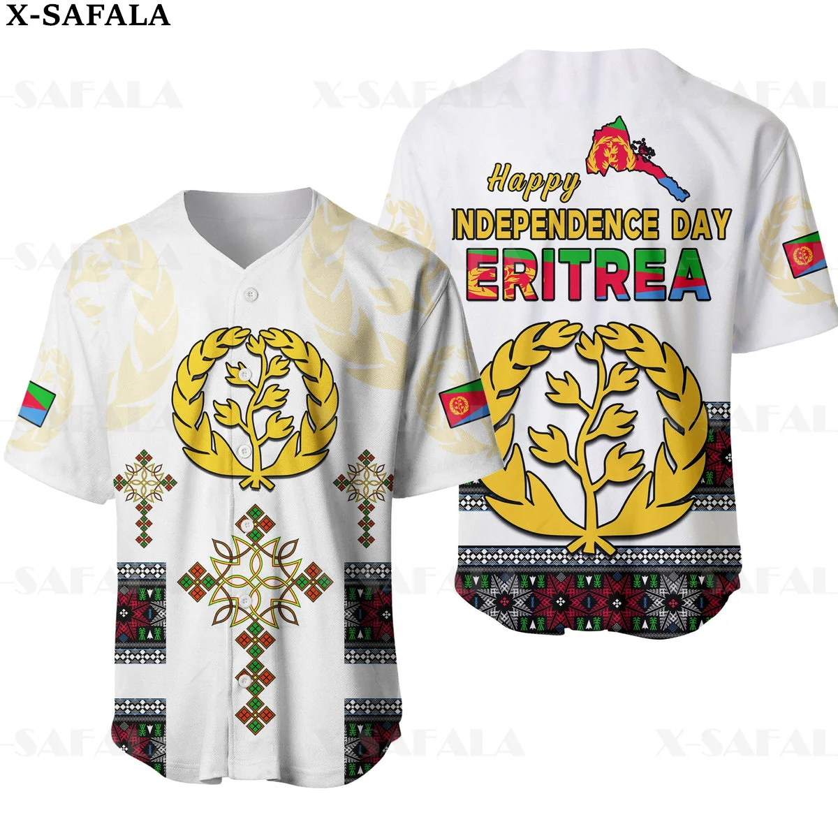 

ERITREA SOUTH AFRICA COAT OF ARMS Love Country Flag 3D Printed Baseball Jersey Shirt Men's Tops Tee Oversized Streetwear-7