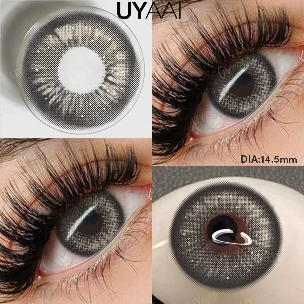 UYAAI 1 пара 0 ~ 350 ежегодные контакты по рецепту линзы цветные темных глаз степени