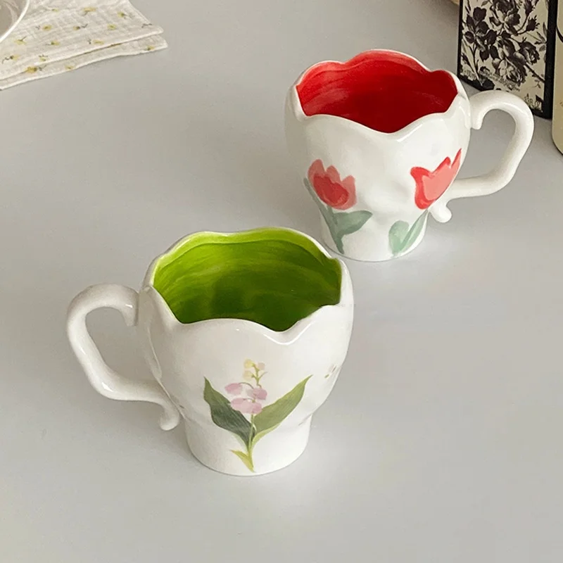 Керамическая Милая кофейная чашка ручной работы в Корейском стиле, подарок для девушки на день рождения, чайная чашка, бытовые кружки для за...