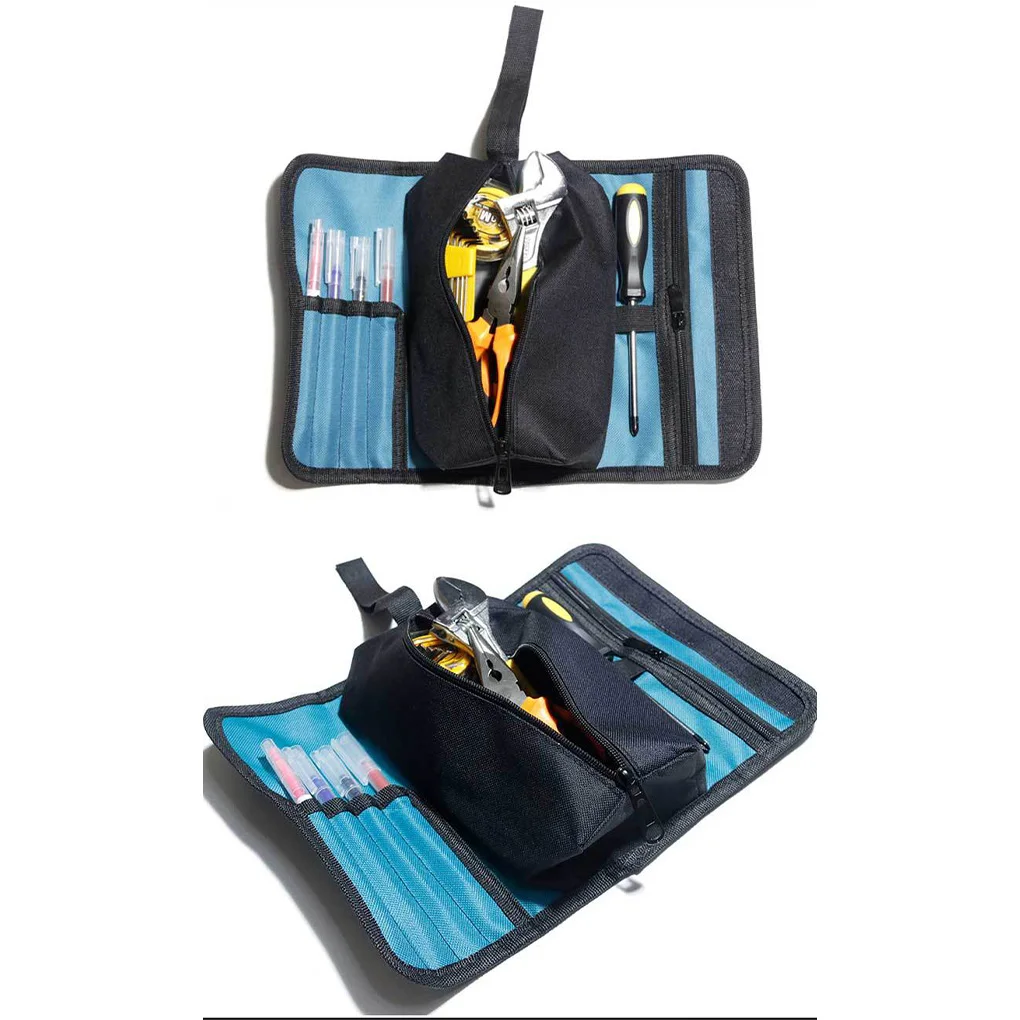

Синий Профессиональный и портативный складной органайзер, удобный органайзер для хранения инструментов, держатель для электриков из ткани «Оксфорд»
