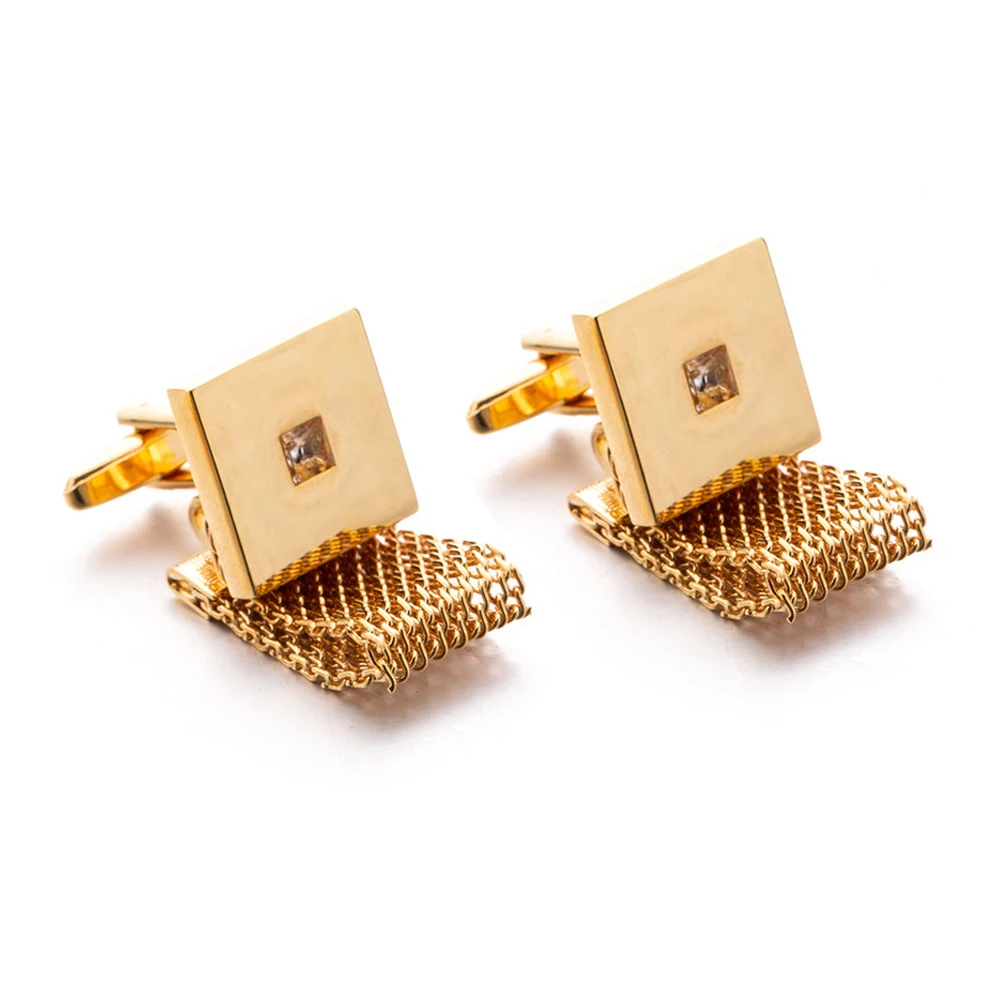 Cufflinks for Men TOMYE XK21S044 High Quality Luxury Chain Zircon Square Gold Formal Business Casual Cuff Links for Wedding Gift