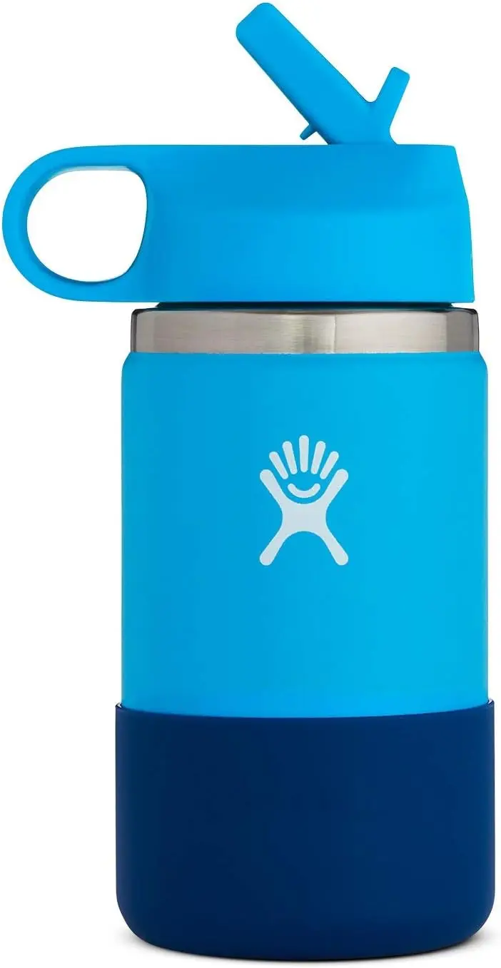 

oz. Kids Wide Mouth Water Bottle with Straw Lid- Stainless Steel, Reusable, Vacuum Insulated