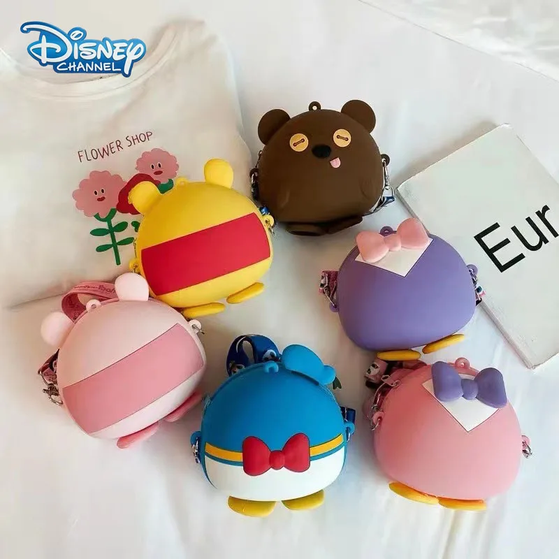 

Disney Cartoon Children Crossbody Bag Cute Donald Duck Daisy Pooh Bear Anime Silicone Shoulder Bags for Kids Coin Purse Gifts