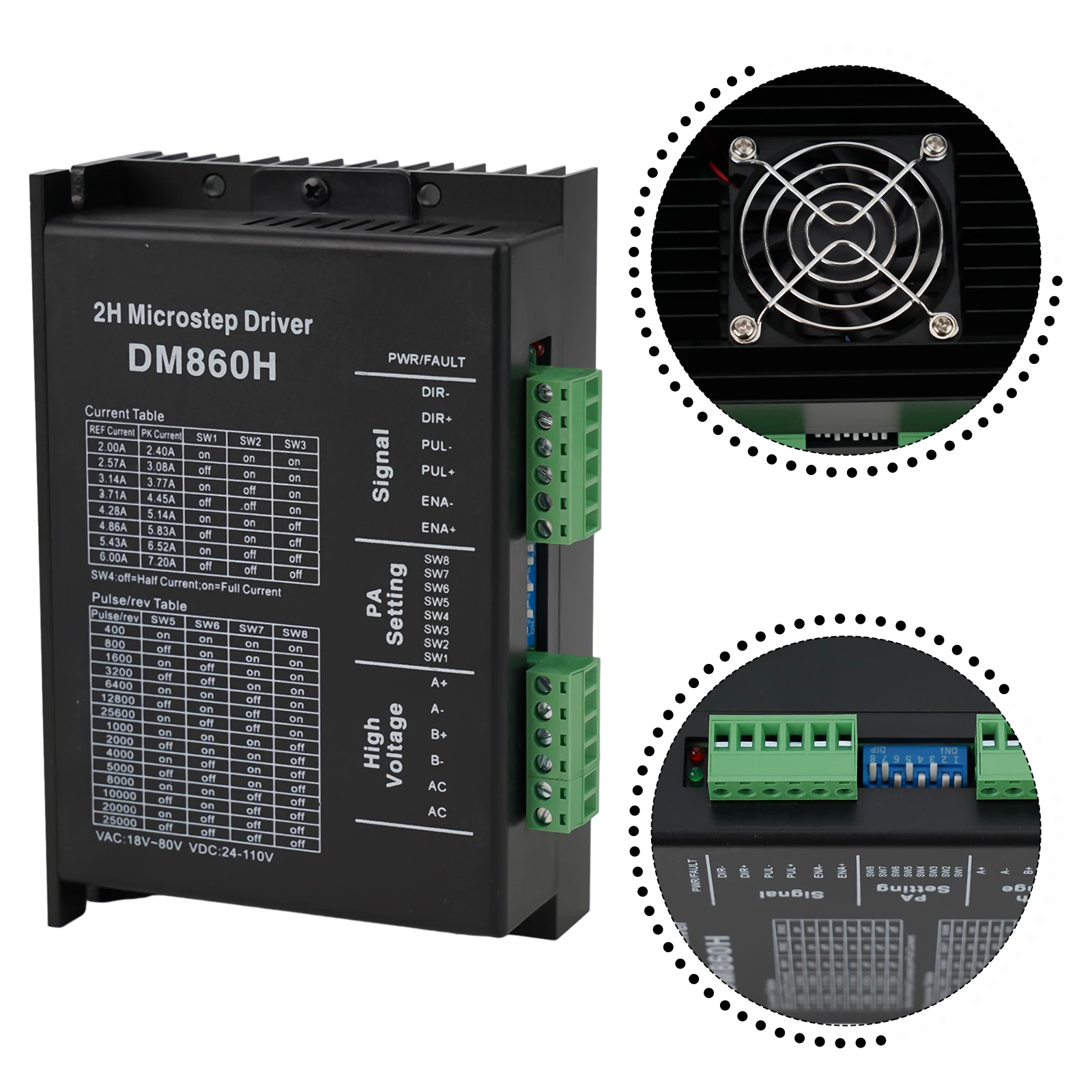 Биполярный драйвер постоянной фазы DM860H, драйвер двигателя, 128 подразделений, выходной ток 7,2 А, высокоскоростная фотоэлектрическая изоляция (art.: 3920dbab915be) - 3920dbab915be