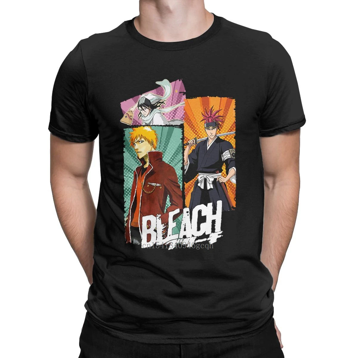 

Awesome Bleach Anime Japan T-Shirt Men Round Collar Cotton T Shirts Kurosaki Ichigo Short Sleeve Tees Graphic Tops