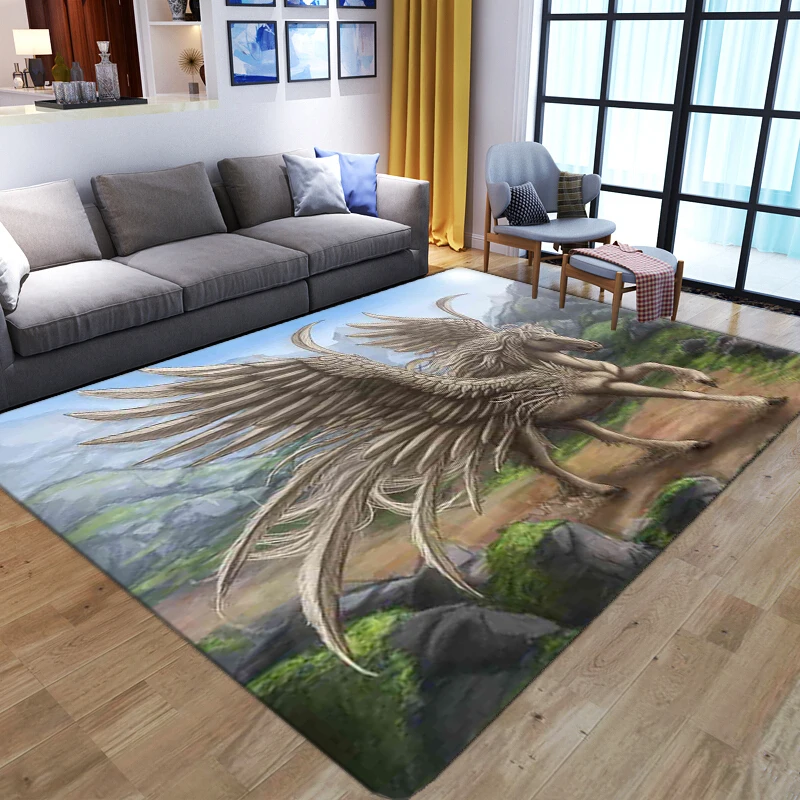 

Beautiful Cartoon Unicorn 3D Printing Pink Dream Floor Mat Door Mat Carpet Anti-slip Mat Living Room Bedroom Home Decoration