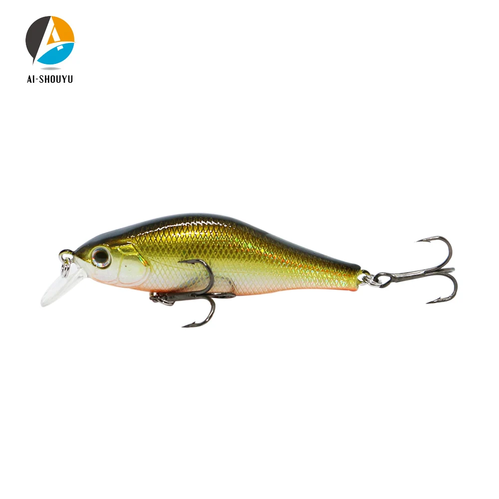 AI-SHOUYU 1pc Hard Minnow Bait 70mm 9.5g Magnetic Fishing Wobblers with 2 Hooks Dive 1.5m Suspending Artificial Fishing Lure