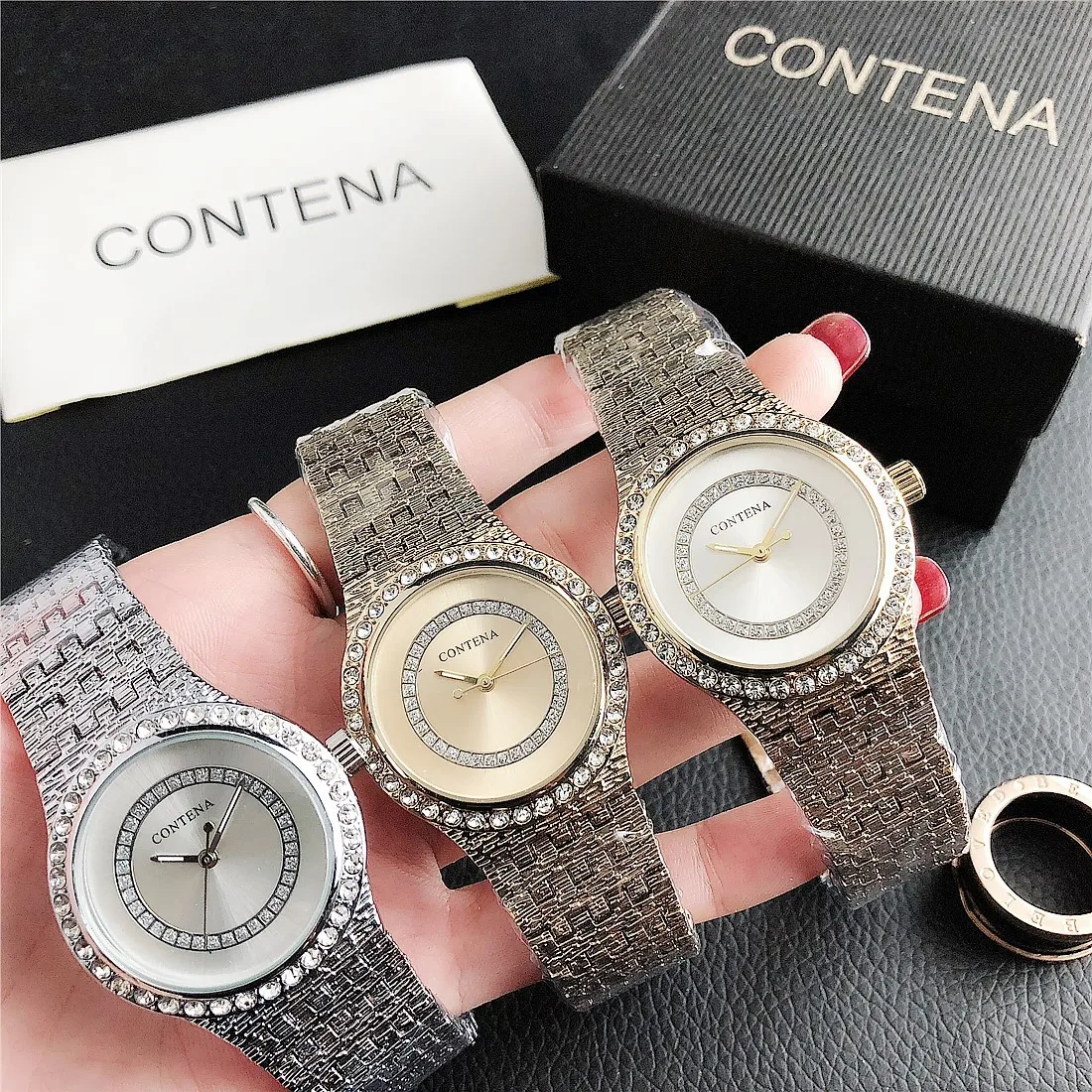 2023 Stylish and popular top brand luxury men's and women's watches Diamond stainless steel steel band with brick style