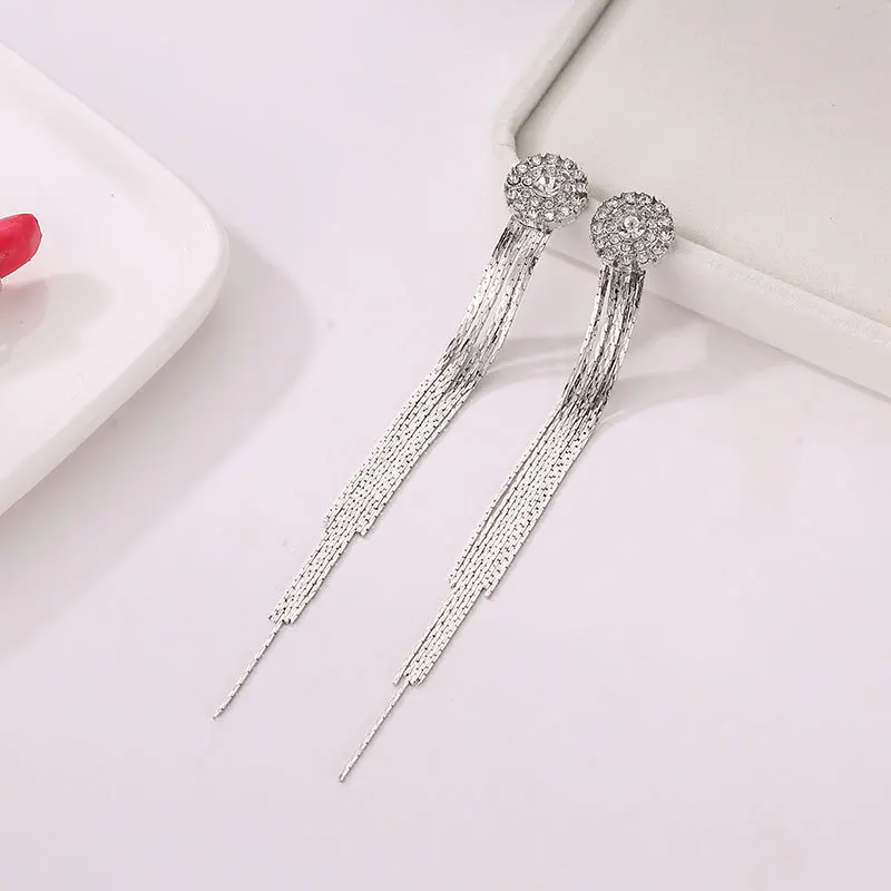 

Хрустальные серьги в виде подсолнуха, длинные серьги с кисточками для женщин, серьги, свадебная бижутерия, серьги золотого и серебряного цв...