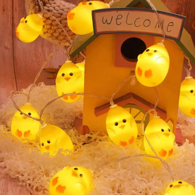 

Led Easter Light String Yellow Chicken Shaped Light Eggshell Chicken String Light Children'S Room Decoration Battery Color Light